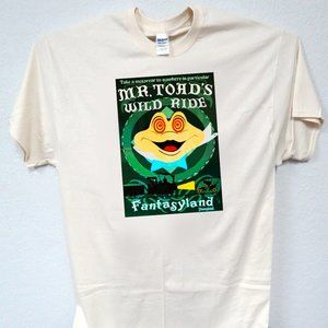 MR TOADS WILD RIDE, DISNEY, VINTAGE ART IVORY MEN'S T-SHIRT T-263